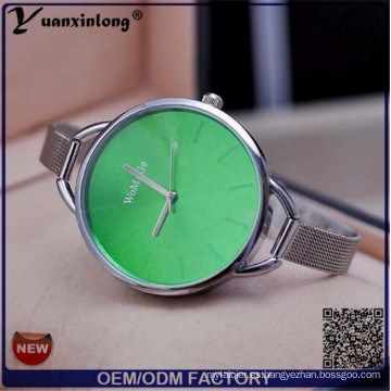 YXL-799 moda diseño esfera grande blanca plata fina aleación analógico Slim banda cuarzo mujer damas Vestido reloj de pulsera de brazalete